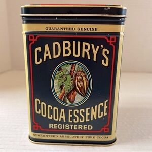 Vintage Cadbury's Cocoa Essence Advertising Tin 1977 - Retro Kitchen Collectible